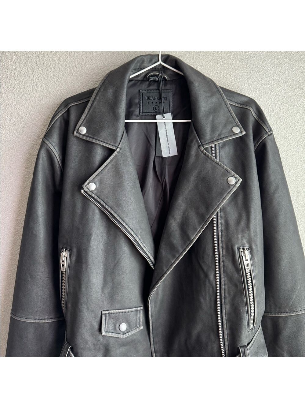 BLANK NYC Vegan Leather Moto Jacket with Belt - Picture 4 of 11